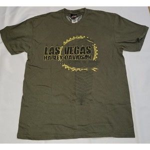 Las Vegas Harley Davidson Men's T Shirt Army Green Biker built Riders L